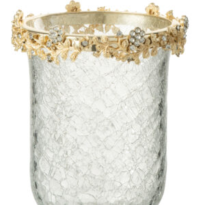 Tealight vidro com dourados