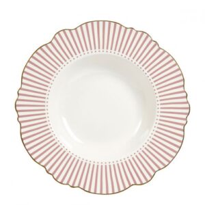 Prato de Sopa Rosa com  riscas