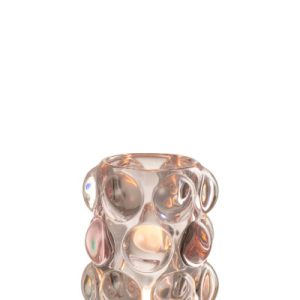 Vaso de vidro rosa com bolhas