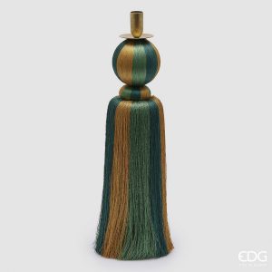 Porta vela com fios verde e dourado S