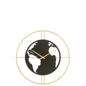 Relógio do mundo preto e dourado