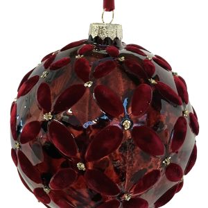 Bola de Natal com flores bordeaux