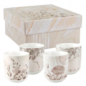 Conjunto de 4 chávenas de café com flores Mathilde M