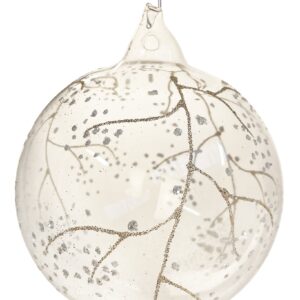 Bola de Natal transparente com flores brancas