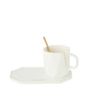 Conjunto chavena e prato branco moments