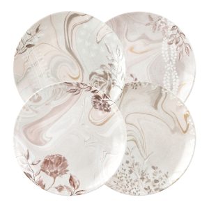 Conjunto de 4 pratos de sobremesa com flores Mathilde M