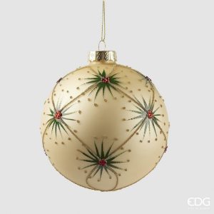 Bola de Natal amarela e verde com brilhantes