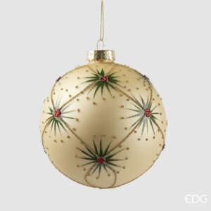 Bola de Natal amarela e verde com brilhantes