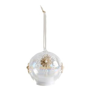 Bola de floco de neve de Natal em vidro com vela LED integrada