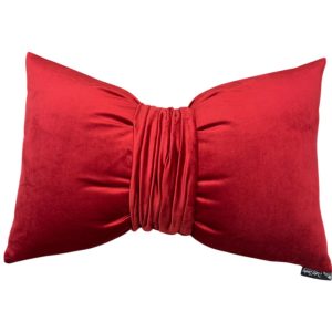 Almofada Formato Laço Vermelho em Veludo – 30x45 cm