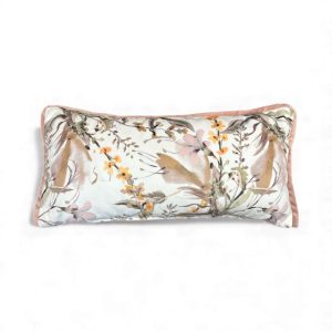 Almofada Dupla-face Rosa com Folhagem - 25x50 cm