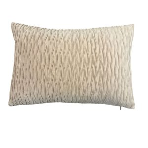 Almofada de Veludo com Relevo Bege – 35×50 cm