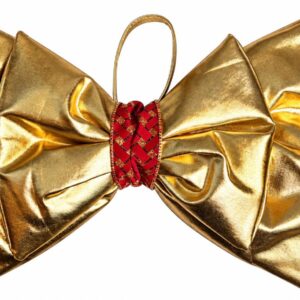 Laço Dourado Duplo com Detalhe em Vermelho - 35x35 cm