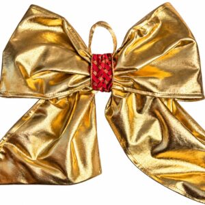 Laço Dourado com Detalhe em Vermelho - 30x39 cm