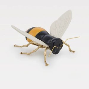 Abelha Amarelo/Branco Corpo Latão Natural.