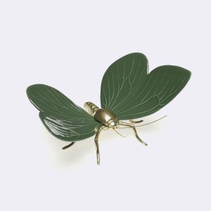 Borboleta Verde Cromio Corpo Latão Natural