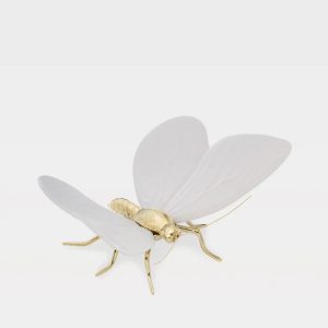 Borboleta Branco mate Corpo Latão Natural