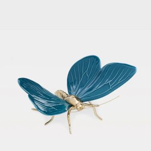 Borboleta Azul prussiano Corpo Latão Natural