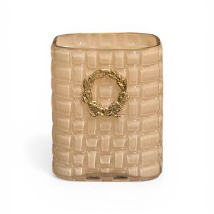 JARRA BEGE COM  APLIQUE DOURADO PEQUENA