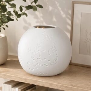 VASO DE PORCELANA BRANCO COM PÁSSAROS