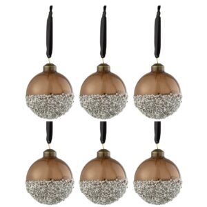 Bola de Vidro ambar com brilhos – 8 cm