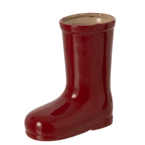 Bota Decorativa de Natal em Porcelana Vermelha Escura Grande 23 cm - JOLIPA