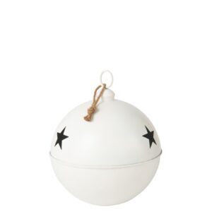 Bola Decorativa de Natal em Metal Branca Grande 60 cm - JOLIPA