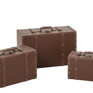 Conjunto de 3 Malas Decorativas em Madeira Castanha