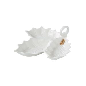 Travessa de Aperitivos 22 × 20 cm Holly & Berries White - Easy Life
